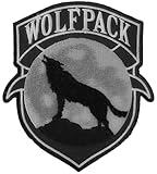 Wolfpack Patch Wolf Howling Moon Silhouette - 4x3.6 inch. Embroidered Iron on Patch