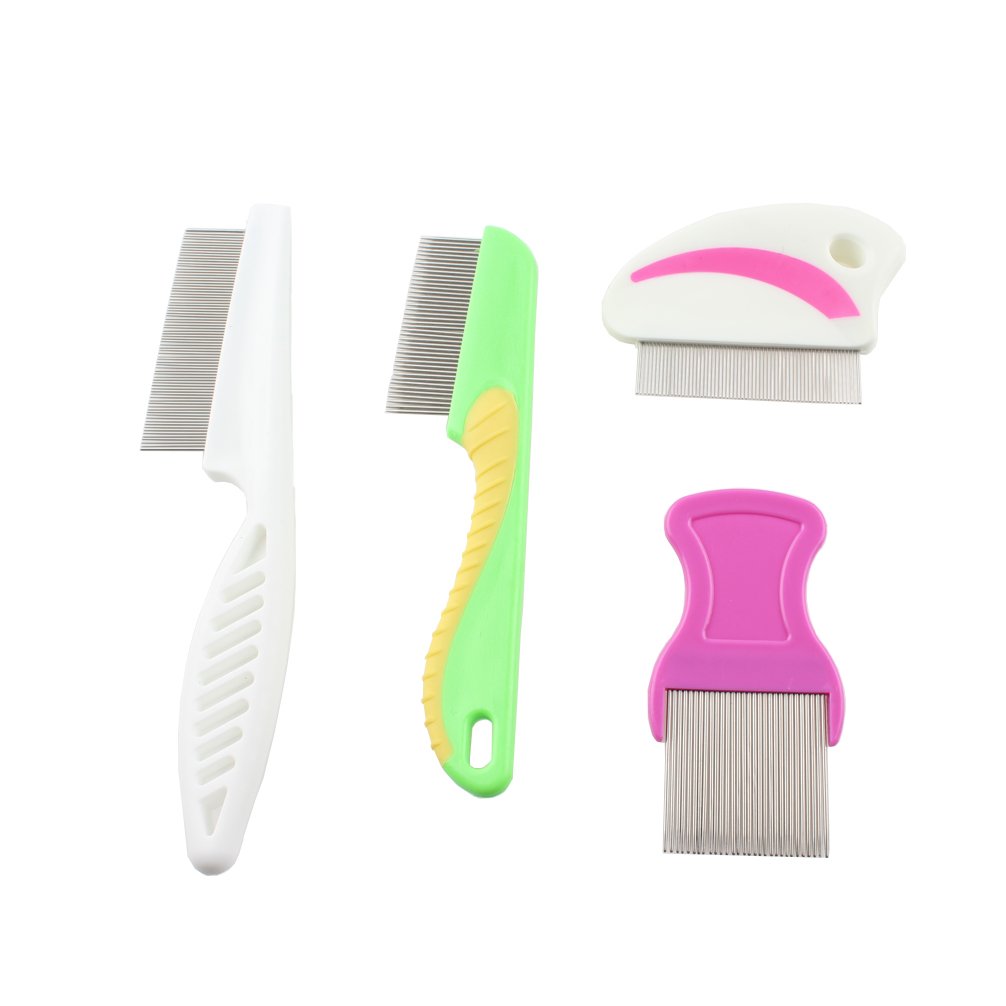 emours Pet Flea Comb for Dogs Cats and Small Pets Grooming Brush for Short and Long Hair,Set of 4
