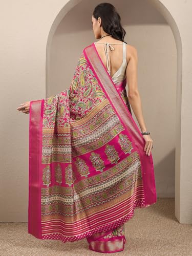 Image of Libas Printed Silk Blend Saree for Women With Unstitched Blouse Piece | Traditional Saree for Festive & Wedding