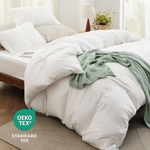 image for Bedsure Duvet Cover King Size with Fitted Sheet - 4 Pieces Prewashed C