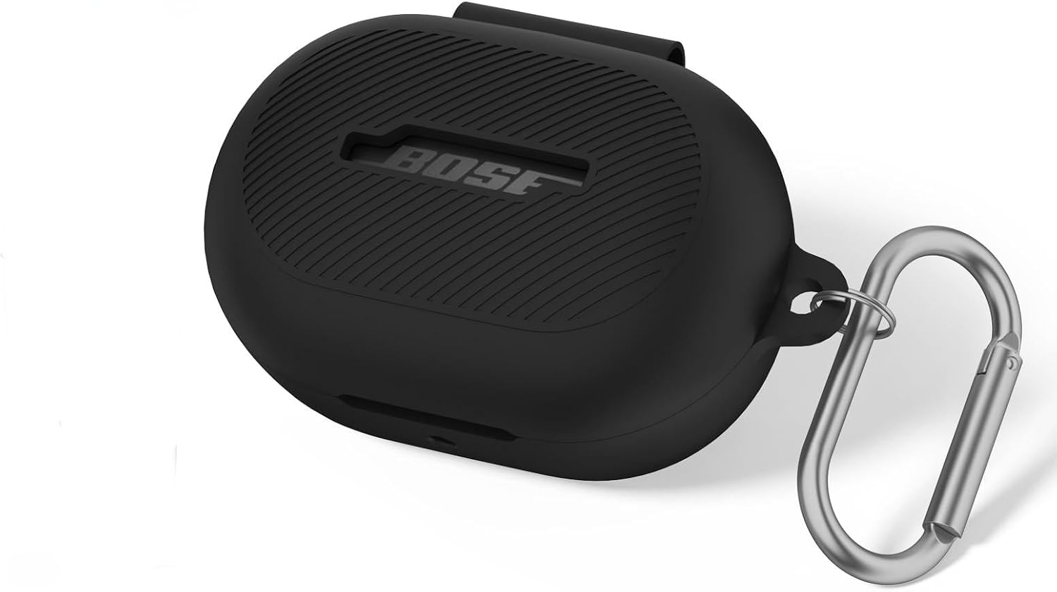 Bose QuietComfort Earbuds (2024) 用イヤホン保護ケース、CONTEME カラビナ付きシリコンソフトケース、ロゴ、フロント ...