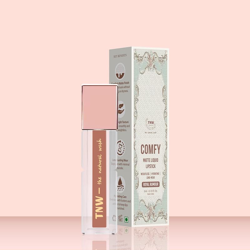 Image of TNW - Comfy Matte Liquid Lipstick | 02 Royal Rumour | Weightless, Hydrating & Long-Wear | Mocha Brown Tone | Shea Butter, Hyaluronic Acid & Jojoba Oil | Paraben-Free | 3ml