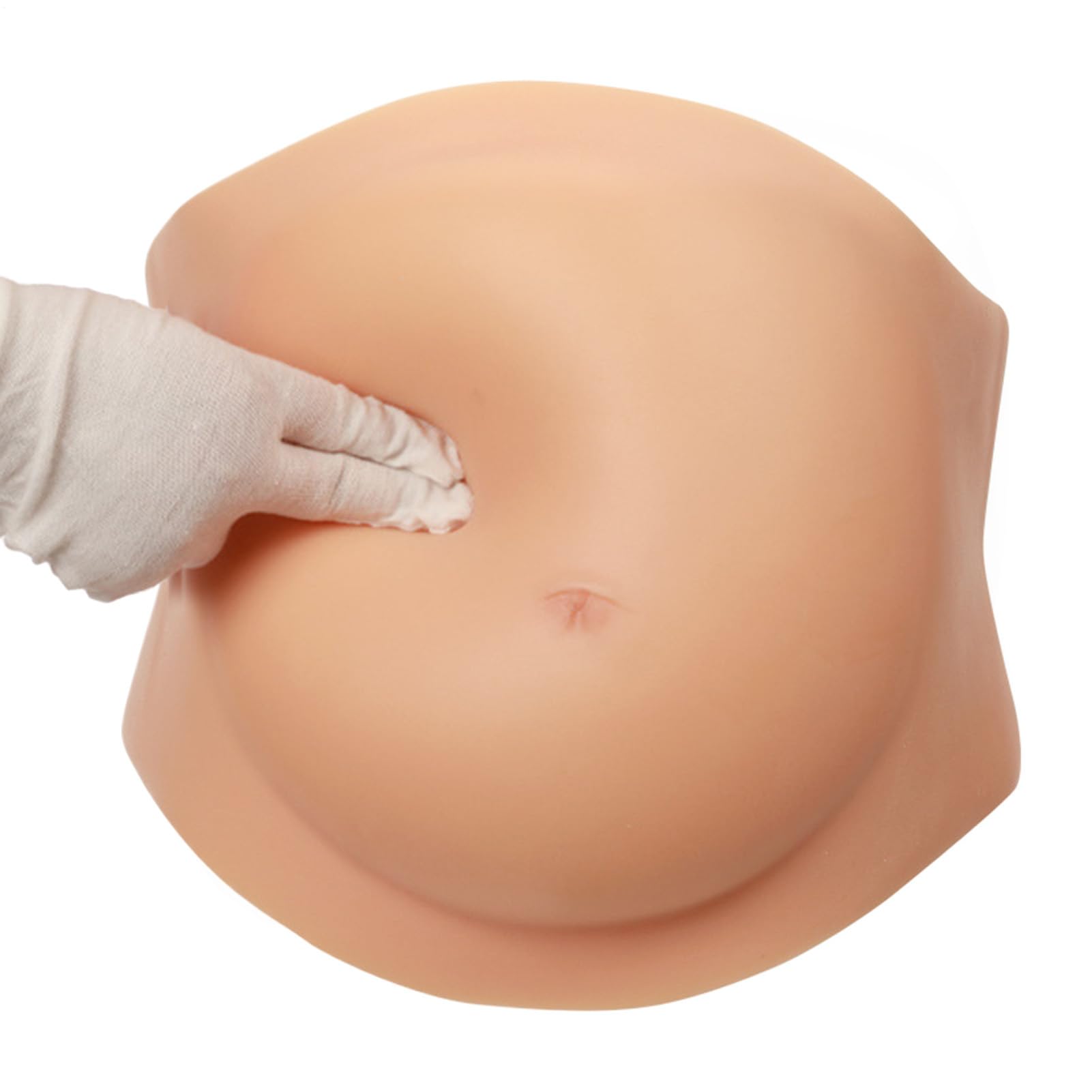 Realistischer Silikonbauch, lustiger Scherzartikel, 12 Zoll falscher Schwangerschaftsbauch mit verstellbarem Riemen, weiches Silikon mit pellartiger