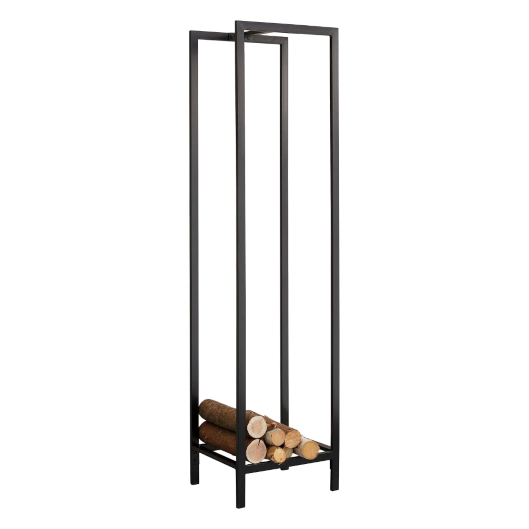 [en.casa] Legnaia (AxLxP) 140 x 35 x 35 cm Deposito per Legna da Ardere Portalegna con Telaio in Acciaio - Nero Opaco