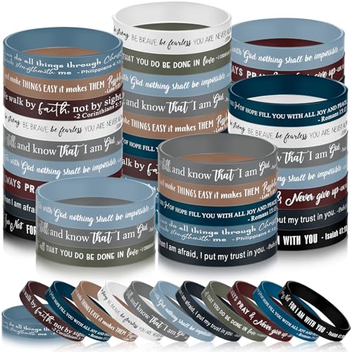 Lunmon 120 Pcs Bible Verse Silicone Bracelets Bulk Religious Scripture