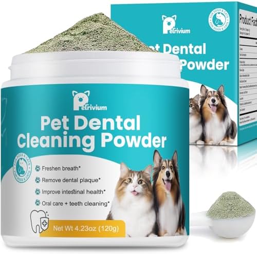 Dog Teeth Cleaning Powder, Dental Powder for Dogs Teeth Cleaning and Breath Fresh, Bad Breath Fresher & Tartar Remover with Enzyme, Probiotics. PlaqueOff Pet Tooth Cleaning 120 Grams