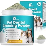 Dog Teeth Cleaning Powder, Dog Dental Powder for Teeth Cleaning and Dog Breath Fresh, Bad Breath Fresher & Tartar Remover with Enzyme, Probiotics. Plaque Off Pet Tooth Cleaning 120 Grams 60 Servings