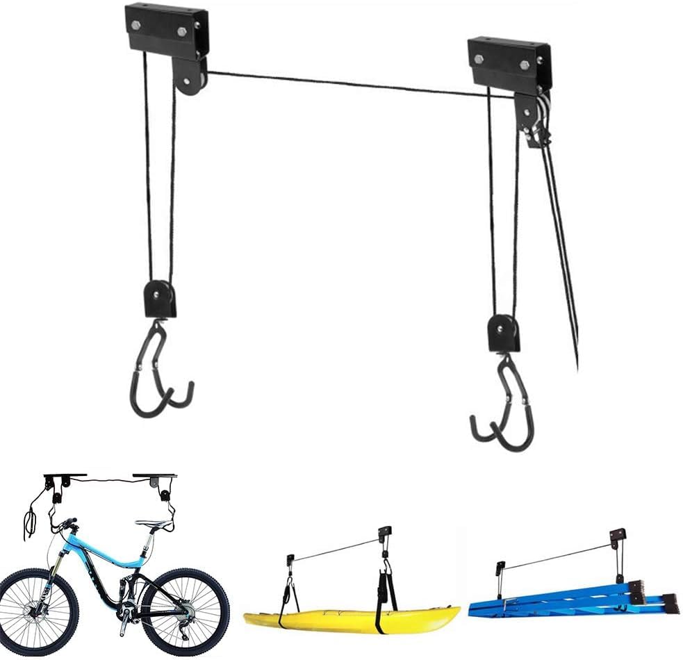 Système de poulie de levage de vélo anti-encombrement pour stockage garage plafond 60 kg
