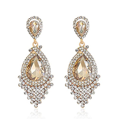 Long Tassel Drop Earrings Full Rhinestone Crystal Chandelier Dangle Earrings (Style02)