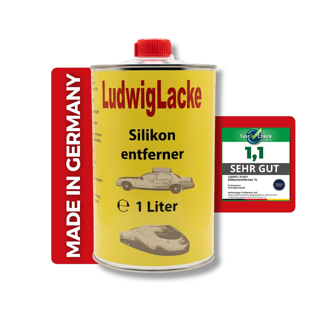 Ludwig Lacke Silikonentferner 1L (SCHNELLE TROCKNUNG) Profi Silikonfugenentferner für Autolack & Lackierarbeiten - Entfetter zur Lackvorbereitung für Metall & Kunststoff (Made IN Germany)