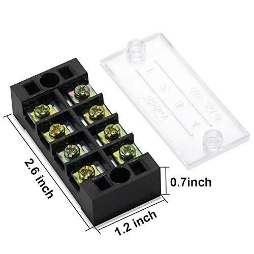 Image of 12pcs (6 Sets) 4 Positions Dual Row 600V 25A Screw Terminal Strip Blocks with Cover + 400V 25A 4 Positions Pre-Insulated Terminals Barrier Strip Black & Red by MILAPEAK