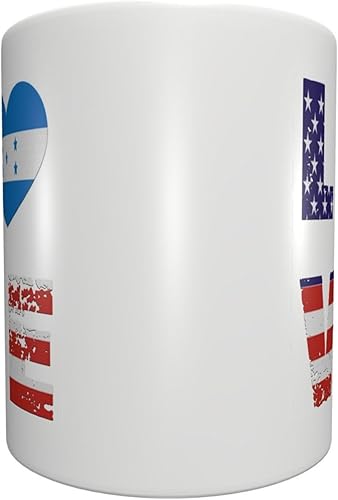 Miniatura 3 de Tazas de café con diseño de corazón de la bandera de Estados Unidos, Honduras, textura elegante y esmalte, se pueden utilizar en oficinas, escuelas,