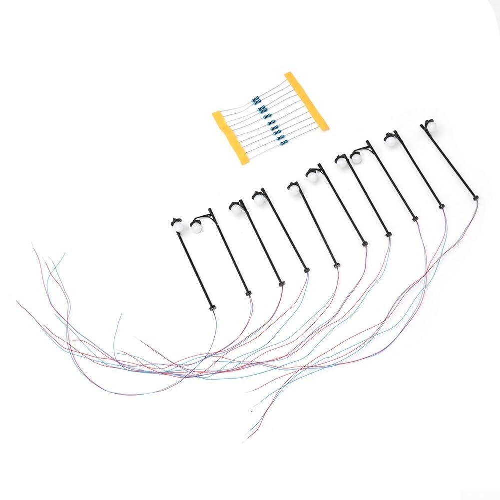 Latarnie uliczne LED, 65 mm, H0, białe światło, latarnie uliczne LED