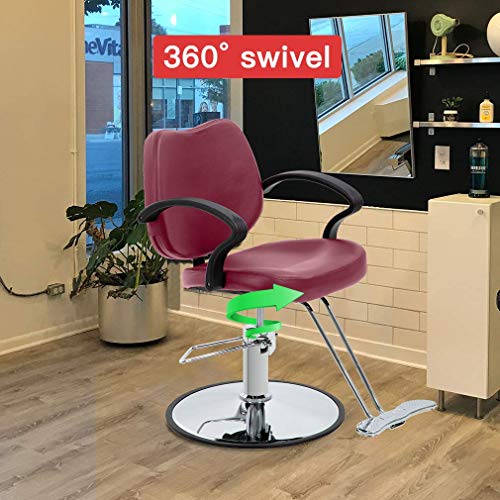 Hair Salon Chair Styling Heavy Duty Hydraulic Pump Classic Swivel Barber Chair Beauty Shampoo Spa Equipment Barbering Styling Chair For Hair Stylist Women Man - Burgundy-10Set #TOP6