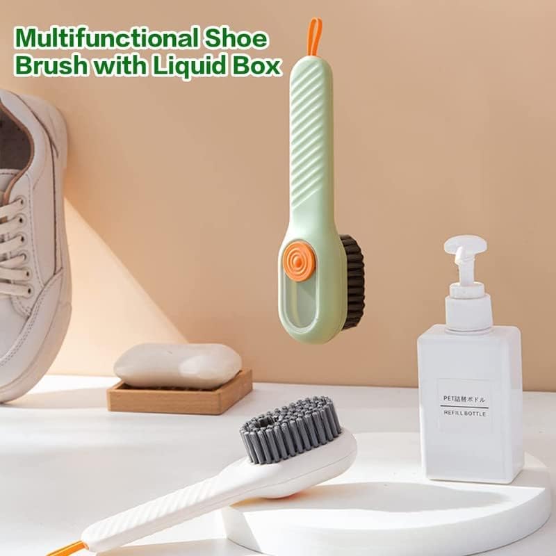 Image of Liquid Adding Soft Fur Cleaning Brush, Multifunctional Shoe Brush with Liquid Box, Household Soft Fur Liquid Cleaning Shoe Brush, Long Handle Liquid Adding Cleaning Brush Clothes Cleaning Tools