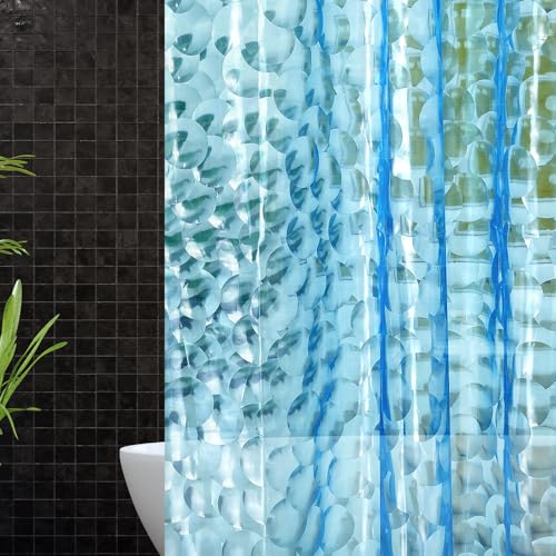 Cortina De Ducha De Plástico Eva Con Forma De Cubo De Agua Azul Perla 3d, Peso Ligero De Alta Calidad, 183 X 183 Cm, Forro De Cortina De Baño Azul Con Ojales De Metal Inoxidables E Imán Pesado