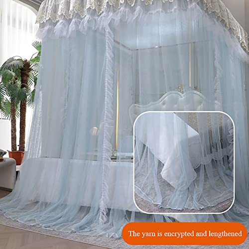 Moustiquaire lit superposé bleu 1,2m rideau lit rétractable rail U - 3