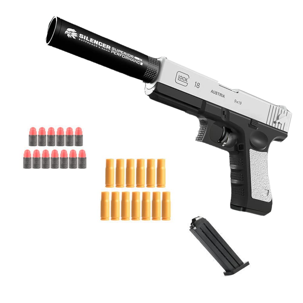 AIITLLYNA Toy Guns for Boys,Girls Toy Gun,Soft Bullet Toy Gun Set,Toy Gun with Silencer and Ammunition,Toy Guns for Kids,Toy Guns for Adults,Toys and Birthday Gifts for Children Aged 5-18 (White)