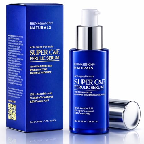 Vitamin C Face Serum for Anti Aging: Enaskin Naturals Super C Serum with Ferulic Acid for Women Mature Skin, Premium Formula Vit C Facial Serum for Brightening Dark Spots and Glowing up Skin - 1.7 Oz