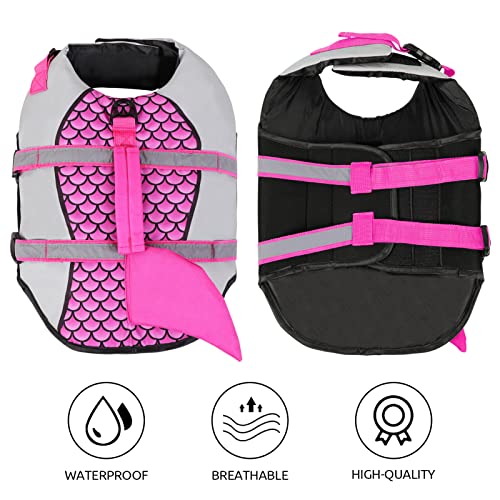 Asenku Dog Life Jackets, Ripstop Dog Life Vest With Reflective Strip,Dog Shark Life Jackets Dog Lifesavers Swimsuits For Swimming Boating, Pink Shark S #TOP2