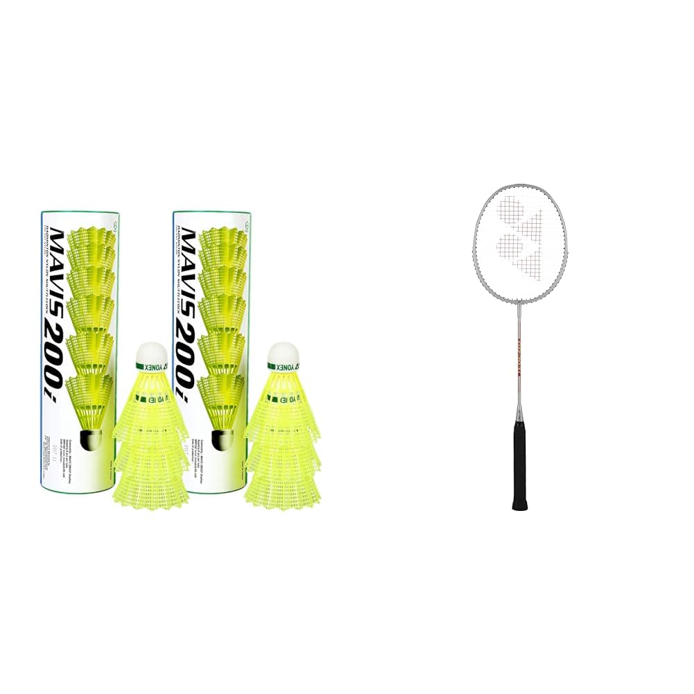 Yonex Mavis 200I Nylon Shuttlecock Combo (Set of 2), Yellow & YONEX GR 303i Aluminium Strung Badminton Racket with Full Racket Cover (Silver) | for Beginners | 83 Grams | High Durability-image-30