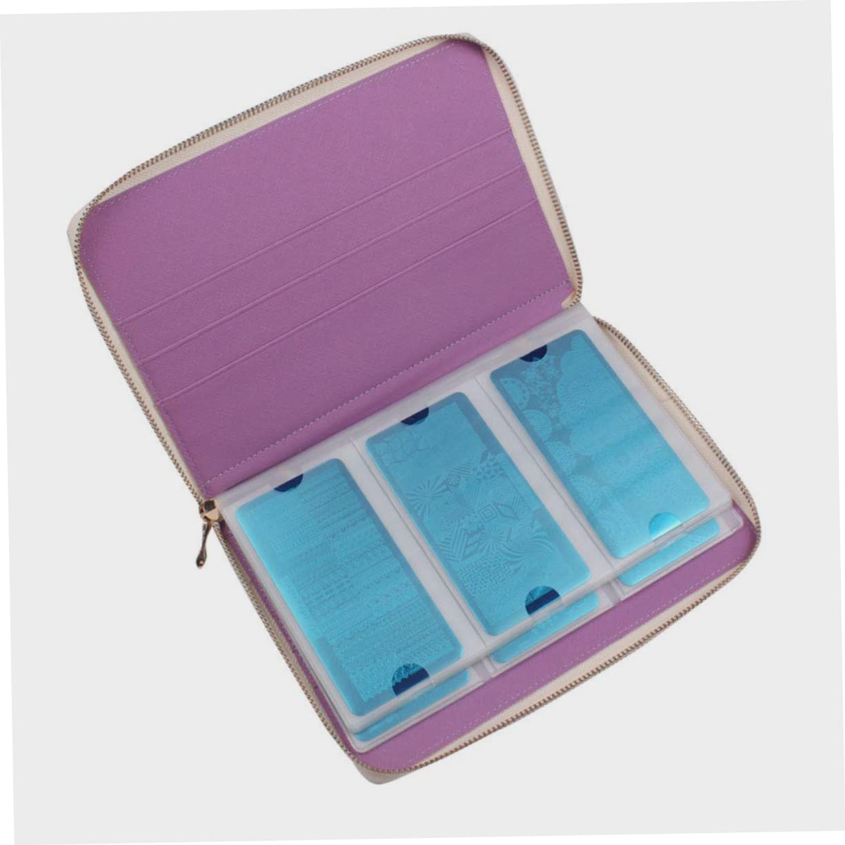 minkissy 1Pc Nail Art Stencil Card Holder Nail Stamp Nail Resto Stand Nail Art Stamp Card Binder Stamping Plate Case Template Holder Case Alloy Storage Bag For Nail Template Cards Bolsa