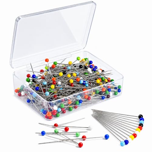 Image of MINTHE 100PCS Sewing Pins for Fabric, Straight Pins Sewing with Pearlized Colored Heads, Quilting Supplies, Pearl, Stick, Corsage, Head