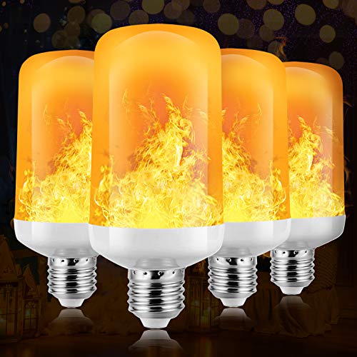 Flame Bulb,Funxim LED Flame Flickering Effect Fire Light New Year Bulbs, Simulated Decorative Atmosphere Lamps for New Year/Festival/Hotel/Bars/Home Decoration (Orange 4P)