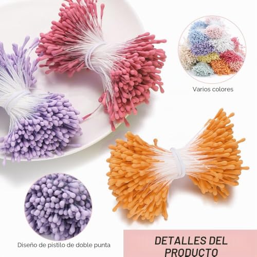 Miniatura 3 de 1100 Piezas Estambre De Flores Artificiales 2 Mm,Pistilos Flores Manualidades Con Dos Cabezas De Perlas,Hmcey Estambres De Flore Colores,Flower Stamens Para Bricolaje, Decoracion, Diy - 11 Colores
