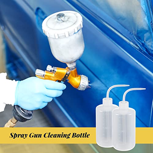 Image of Roshtia 24 Pieces Spray Gun Cleaning Kit 3 Pcs Bottle and 21 Pcs Spray Paint Gun Cleaning Brushes 500ml Plastic Squeeze Wash Bottle Tube Bottle Brushes Paint Gun Cleaning Kit