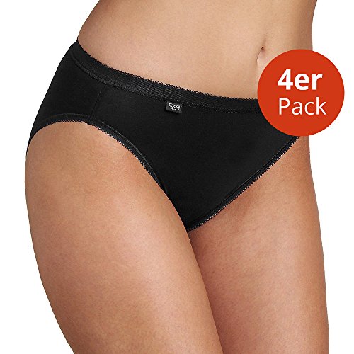 Sloggi-4er-Pack-Damen-Tai-Slip-Serie-Basic-2P-955-Farbe-Weiss-Schwarz-Groesse-38-bis-46-Passgenaue-Damenslips