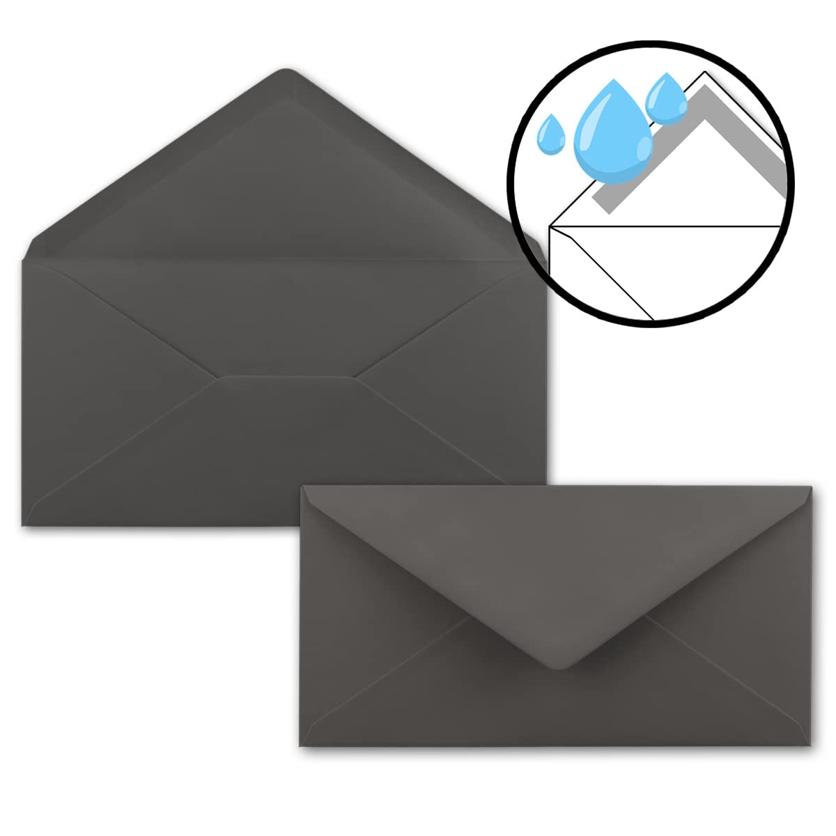 FarbenFroh by GUSTAV NEUSER 75 envelopes dark grey/anthracite DIN long 110 x 220 mm (11 x 22 cm) wet-glued without window Ideal for invitation cards FarbenFroh series - Image 3