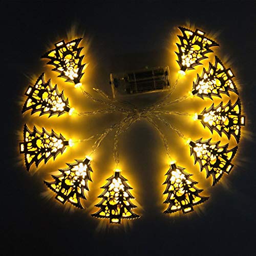 OKMIJN LED String Lights, Wrought Iron Christmas Tree Holiday Party Garden Decoration (Color : Warm white, Size : 1.65 meters 10 lights)
