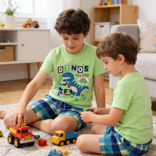 Image of Boy Shorts Sets Dinosaur Animal Print Shirt Summer Outfits Set 2pcs Casual Clothes
