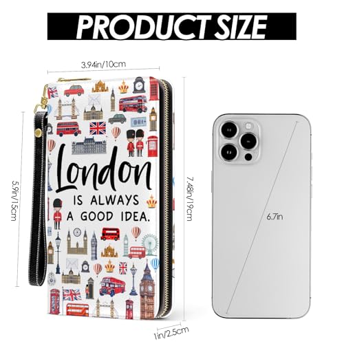 London Print Womens Wallet, Travel Wristlet Wallet For Women, London Good Idea Credit Card Holder Purse, Birthday Christmas Graduation Gifts For Women Mom, Travel Office Daily Purse3