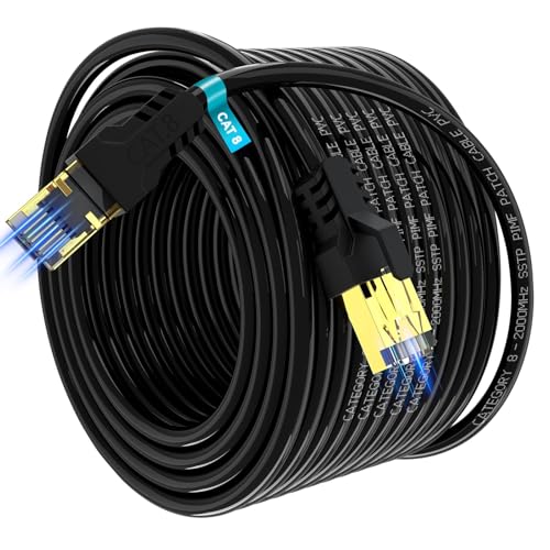Cavo Ethernet Cat 8 30M/Cavo Lan alta Velocità 40Gbps 2000MHz, Cavo RJ45 Placcato Pro, per PC/Modem/Router/Giochi, Più Veloce di Cat7/Cat6/Cat5