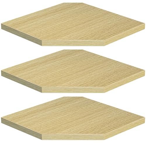 Image of Corner Shelf Wall Mount, Floating Corner Shelves, Set of 3 Corner Wall Shelf Organizer, Rustic Wood Wall Storage Display Shelves for Living Room Bedroom Bathroom Kitchen, Rustic Brown, Oak