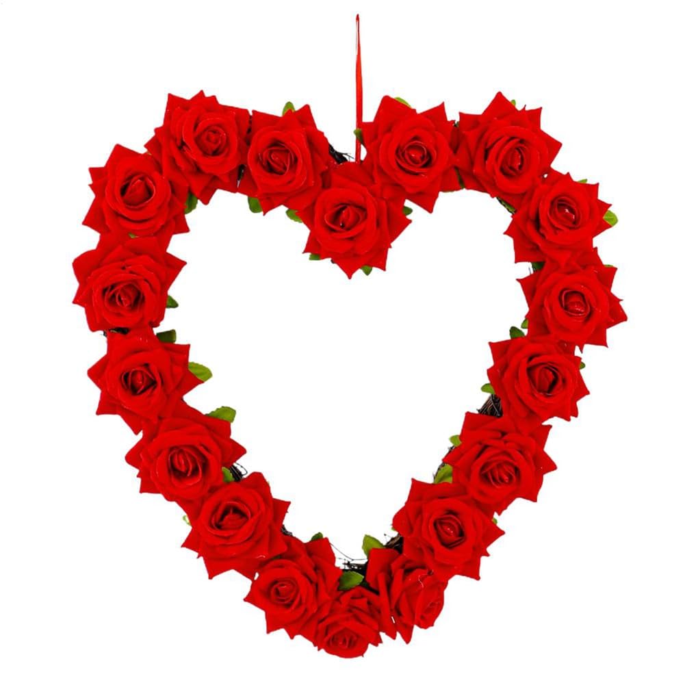 CTRLZS Roses Garland for Home HeartShaped Roses Flower Garland Decorative Simulation Roses Flowers Wreath for Front Door Home