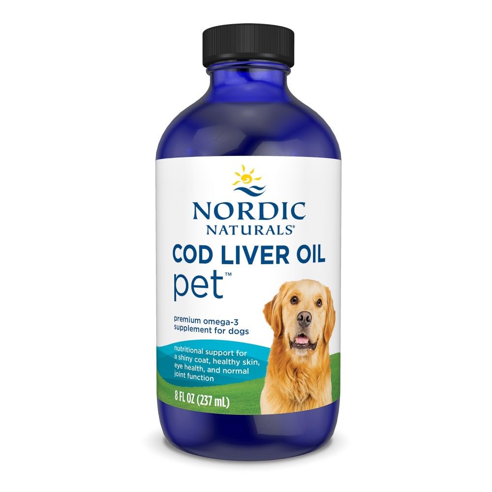 Nordic Naturals Pet Cod Liver Oil, Unflavored - 8 oz - 1104 mg Omega-3 Per Teaspoon - Fish Oil for Dogs with EPA & DHA - Promotes Skin, Coat, & Immune Health