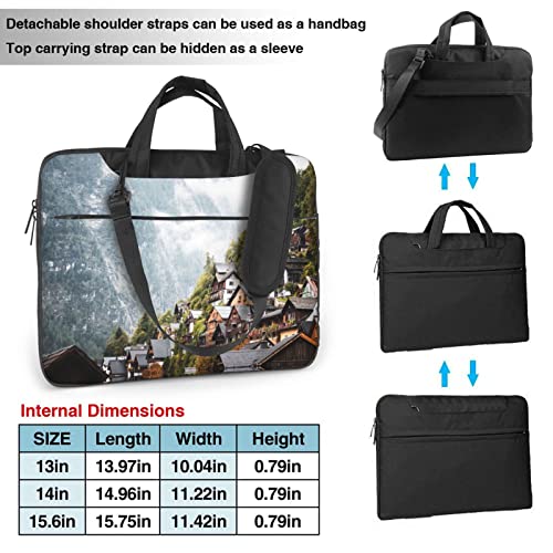 Bolso Vintage para Laptop con Estampado de Casas en Montañas miniatura 3