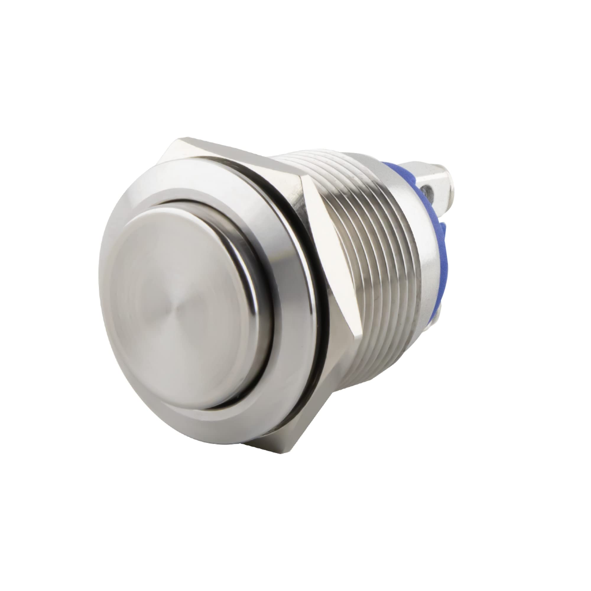 SeKi Pulsador de acero inoxidable de 19 mm de diámetro con forma de cabeza perdida y conexión de rosca.