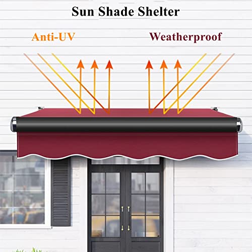 Store banne électrique rétractable pour terrasse avec télécommande et manivelle, 3 x 1,5 m, Protection Solaire pour patios, terrasses, Portes, abri extérieur