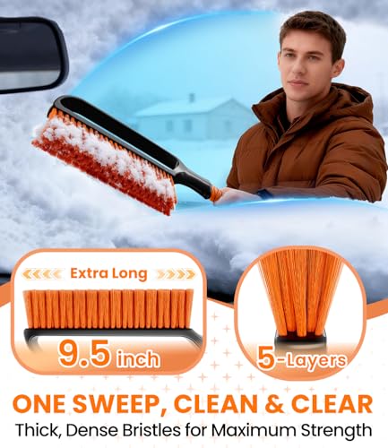 Image of Zanch 3-in-1 27 inch Snow Brush and Ice Scraper for Car Windshield [Wider Snow Brush, One-Wipe Clean] Snow Brush for Car with Ergonomic Foam Grip for All Cars,Truck,SUV, Winter Accessories