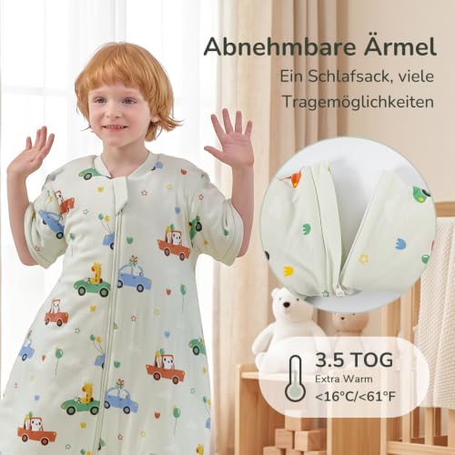 MlKAFEN Baby Schlafsack Langarm mit fuBen 3,5 tog, Winter babyhöhe 105-115cm – Ansicht 5