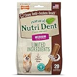 Nylabone Nutri Dent Dog Dental Chews - Natural Dog Teeth Cleaning & Breath Freshener - Dental Treats for Dogs - Filet Mignon Flavor, Medium (20 Count)