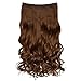 REECHO 20" 1-pack 3/4 Full Head Curly Wave Clips in on Synthetic Hair Extensions Hair pieces for Women 5 Clips 4.6 Oz Per Piece - Chestnut Brown