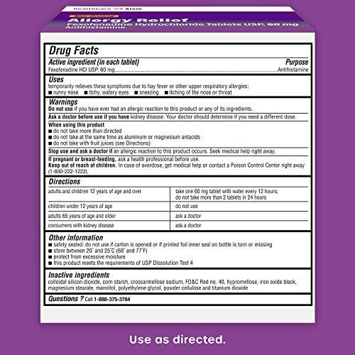 Image of HealthCareAisle Allergy Relief Fexofenadine Hydrochloride 60 mg