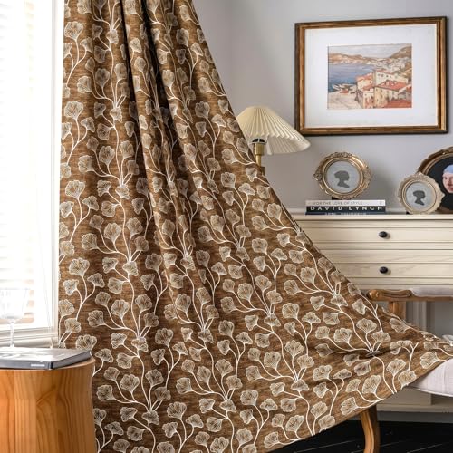 Image of Home Sizzler Ginkgo Leaf Eyelet Polyester Semi-Transparent Long Door Curtains - 9 Feet, Pack of 2, Beige