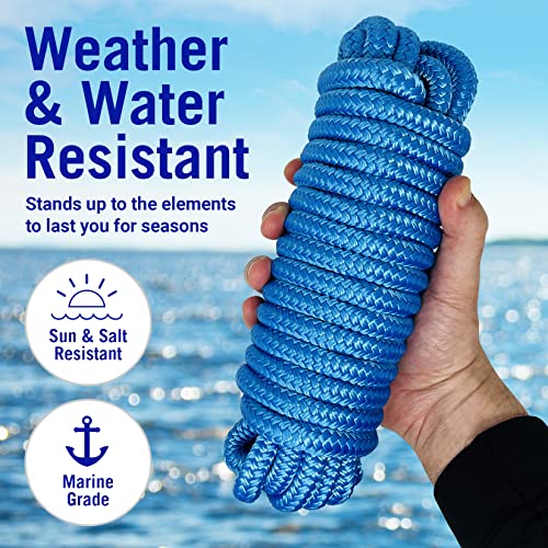 Image of Dock Lines for Boats 1 /2 inch x 25ft, 2 Pack Double Braided Nylon Boat Rope