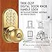 MiLocks TKK-02P Digital Door Knob Handle Lock with Electronic Keypad - Keyless Entry Smart Door Lock with Adjustable Latch Locks, Audible Tones for Interior Front Doors & More, Polished Brass
